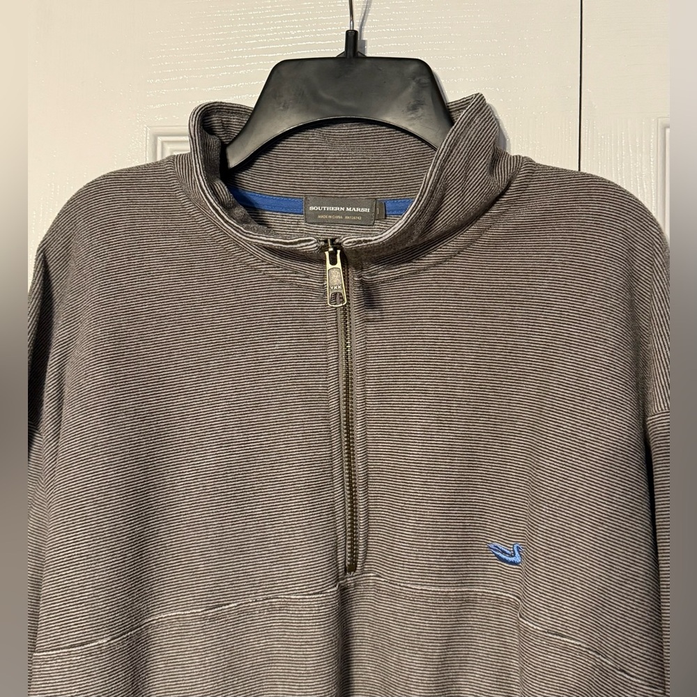 Southern Marsh Gray Quarter-Zip with Blue Accent